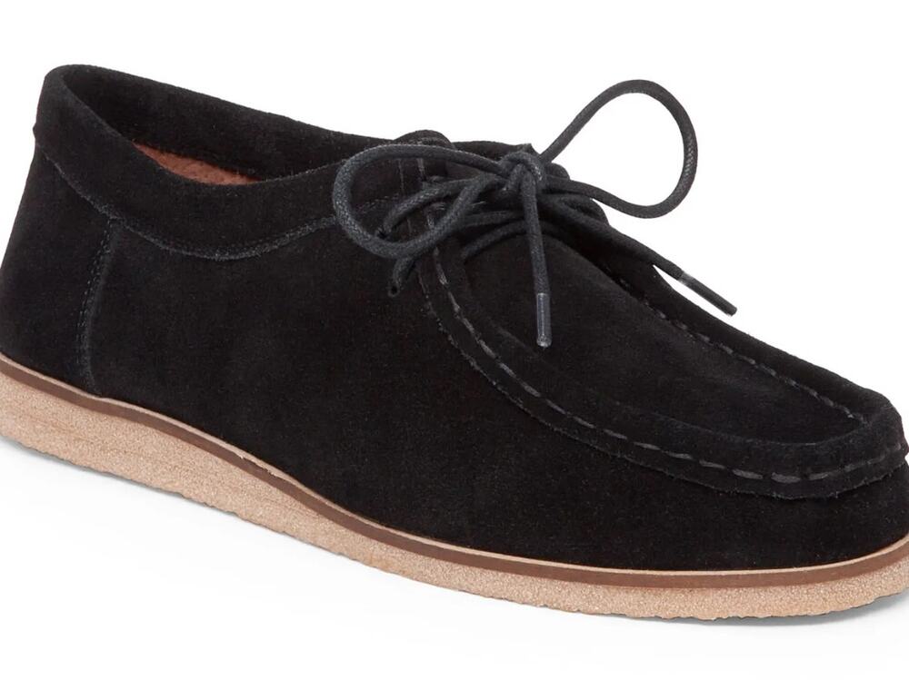 Lucky Brand 'Acaciah' Women's 7M Lace Up Black Suede Moccasin Gum Sole Boat Shoe